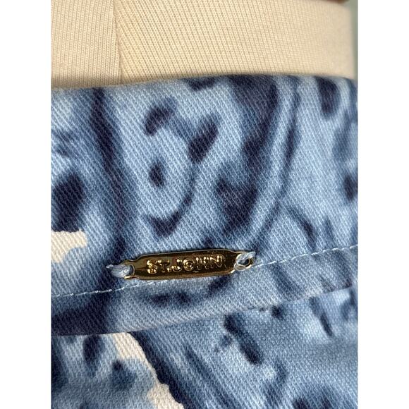 St. John Jacket Sport Women's Medium P Made in USA Cotton Blue Paisley Full Zip - Picture 4 of 13